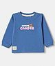 Ollypop Sinker Knit T-Shirt with Full Sleeves and Happy Camper Bear Print in Blue