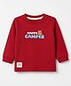 Ollypop Sinker Knit T-Shirt with Full Sleeves and Happy Camper Bear Print in Red