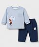 Ollypop Interlock Knit Woven Full Sleeves Printed T-Shirt & Pant Set - Navy Blue