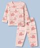 First Smile Sinker Knit Full Sleeves Co-Ords T-Shirt & Pyjama Night Suit with Elephant Print - Pink