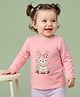 Babyoye 100% Cotton Interlock Knit T-Shirt with Full Sleeves and Reindeer Print in Pink
