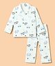 Babyhug Cotton Knit Full Sleeves Co-Ords T-Shirt & Pyjama Night Suit with Car & Elephant Print - Light Green