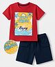 Kookie Kids 100% Cotton Half Sleeves T-Shirt and Shorts with Palm Springs Print in Red