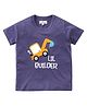 Nite Flite Cotton Knit Half Sleeves Bulldozer Embroidered Tee - Blue
