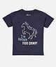 Nite Flite Cotton Knit Half Sleeves Horse Embroidered & Typography Printed Tee - Blue