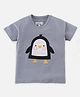 Nite Flite Cotton Knit Half Sleeves Animal Embroidered Tee - Grey