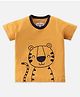 Nite Flite Cotton Knit Half Sleeves Tiger Printed Tee - Mustard