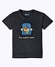 Nite Flite Cotton Knit Half Sleeves Animal & Too Cool To Move Text Printed Tee - Charcoal Grey