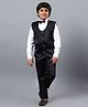 BT DEZINES Satin Woven Full Sleeves Floral Designed Beads & Sequins Embellished 3 Piece Party Suit Set With Bow - Black