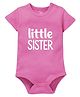 Zeezeezoo 100% Cotton Knit Raksha Bandhan Theme Half Sleeves Little Sister Brother Text Printed Onesie - Pink