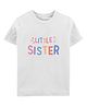 Zeezeezoo 100% Cotton Knit Rakshabandhan Theme Half Sleeves Little Sister Text Printed Tee - White