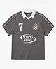 Codez Cotton Knit Half Sleeves Score & Shine Text Printed Polo Tee - Grey