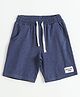 JusCubs Cotton Knit Just For Fun Text Patch Detailed Shorts - Navy Blue