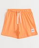 JusCubs Cotton Knit Smiley Patch Detailed Shorts - Orange