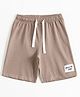JusCubs Cotton Knit Just For Fun Text Patch Detailed Shorts - Khaki