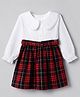 Babyoye Cotton Woven Frock with Full Sleeves and Checked Print in White