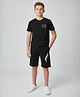 URBAN BOYS CLUB Cotton Blend Knit Half Sleeves Abstract Printed Tee & Shorts Set - Black