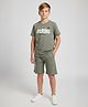 URBANBOYS CLUB Cotton Blend Knit Half Sleeves Typography Printed Tee & Shorts Set - Forest Green