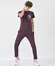 URBAN BOYS CLUB Cotton Blend Knit Half Sleeves Brand Name Printed Tee & Joggers Set - Wine