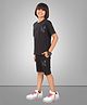URBAN BOYS CLUB Cotton Blend Knit Half Sleeves N Text Printed Tee & Shorts Set - Black