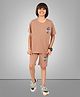 URBAN BOYS CLUB Cotton Blend Knit Half Sleeves Original Text Printed Tee & Shorts Set - Khaki
