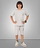 URBAN BOYS CLUB Cotton Blend Knit Half Sleeves A Text Printed Tee & Shorts Set - Light Grey