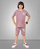 URBAN BOYS CLUB Cotton Blend Knit Half Sleeves ABC Printed Tee & Shorts Set - Purple