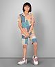URBAN BOYS CLUB Cotton Blend Knit Half Sleeves Colour Blocked Coordinating Tee & Shorts Set - Peach