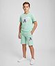URBAN BOYS CLUB Cotton Blend Knit Half Sleeves Abstract Printed Tee & Shorts Set - Sea Green