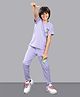 URBAN BOYS CLUB Cotton Blend Knit Half Sleeves Frog Printed Tee & Joggers Set - Lavender