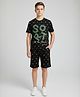URBAN BOYS CLUB Cotton Blend Knit Half Sleeves Sort Text Designed Tee & Shorts Set - Black