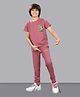 URBANBOYS CLUB Cotton Blend Knit Half Sleeves Kid Printed Tee & Pants Set - Dusty Mauve