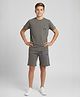 URBANBOYS CLUB Cotton Blend Knit Half Sleeves Typography Printed Tee & Shorts Set - Stone Green