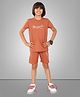 URBAN BOYS CLUB Cotton Knit Half Sleeves Margarete Text Printed Tee & Shorts Set - Chocolate