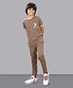 URBANBOYS CLUB Cotton Blend Knit Half Sleeves Boy Printed Tee & Joggers Set - Brown