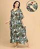 The Mom Store Cotton Woven Half Sleeves Abstract Printed Center Nursing Kaftan Style Nighty - Black