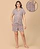 The Mom Store Cotton Lycra Half Sleeve Abstract Printed Coordinating Night Suit - Multicolour