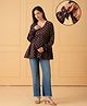 The Mom Store Cotton Woven Full Sleeves Floral Printed Maternity Top - Purple