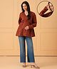 The Mom Store Cotton Woven Full Sleeves Floral Printed Maternity Top - Red