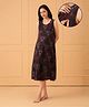 The Mom Store Cotton Woven Sleeveless Geometric Printed Maternity Nighty With Side Zipper Nursing Access - Wine