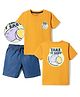 Kookie Kids 100% Cotton Single Jersey Knit Half Sleeves Text Printed T-Shirt & Shorts Set - Orange