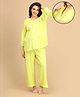 The Mom Store Cotton Three Fourth Sleeves Solid Maternity Night Suit Set - Light Yellow