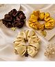 Funkrafts Set Of 3 Floral Charms Embellished Hair Scrunchies - Multi Colour