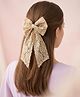 Funkrafts Floral Embroidered Bow Hair Clip - Brown