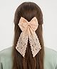 Funkrafts Floral Embroidered Bow Hair Clip - Peach