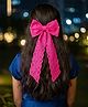 Funkrafts Floral Embroidered Bow Hair Clip - Pink