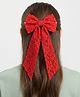 Funkrafts Floral Embroidered Bow Hair Clip - Red