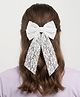 Funkrafts Floral Embroidered Bow Hair Clip - White
