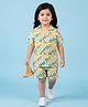 BREATHABLES Cotton Woven Half Sleeves Star Fish Printed Coordinating Shirt & Shorts Night Suit - White