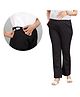 Mama & Bebe Cotton Blend  Woven Solid Maternity Trouser -  Black